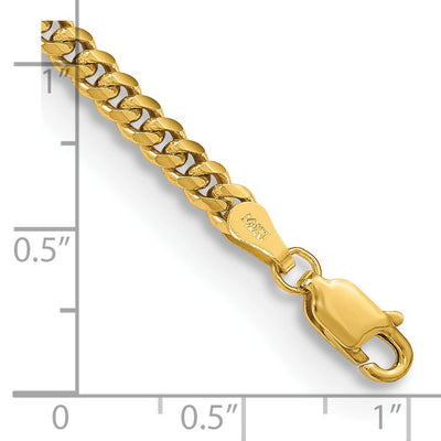 14K Solid Miami Cuban Link with Lobster Clasp Bracelet, 7 x 3.5mm