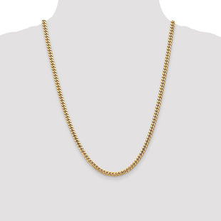 14K Solid Miami Cuban Link Chain with Lobster Clasp (Style DCU140-24)