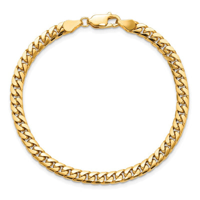 14K Solid Miami Cuban Link with Lobster Clasp Bracelet, 7 x 4.3mm