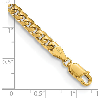14K Solid Miami Cuban Link with Lobster Clasp Bracelet, 7 x 4.3mm