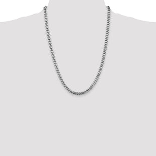 14K White Gold Solid Miami Cuban Link with Lobster Clasp Chain (Style DCU160W-24)