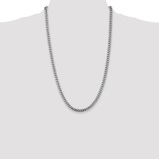 14K White Gold Solid Miami Cuban Link with Lobster Clasp Chain (Style DCU160W-26)