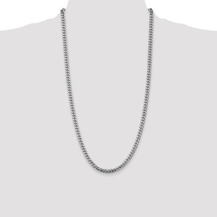 14K White Gold Solid Miami Cuban Link with Lobster Clasp Chain (Style DCU160W-28)
