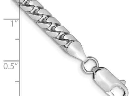 14K White Gold Solid Miami Cuban Link with Lobster Clasp Bracelet, 7 x 5mm