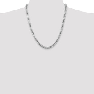 14K White Gold Solid Miami Cuban Link with Lobster Clasp Chain (Style DCU180W-22)