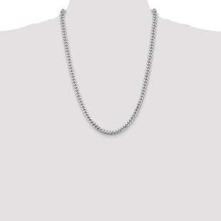 14K White Gold Solid Miami Cuban Link with Lobster Clasp Chain (Style DCU180W-24)