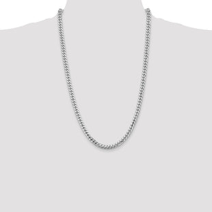 14K White Gold Solid Miami Cuban Link with Lobster Clasp Chain (Style DCU180W-26)