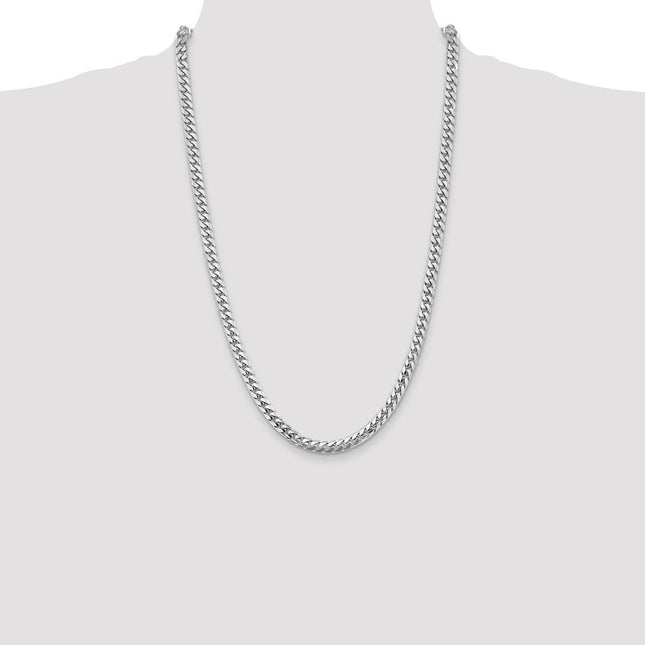 14K White Gold Solid Miami Cuban Link with Lobster Clasp Bracelet, 8 x 5.5mm