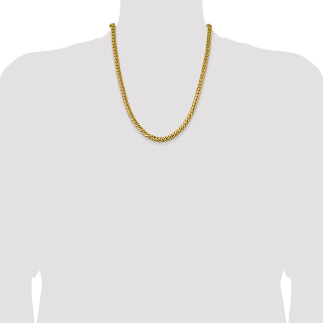 14K Solid Miami Cuban Link Chain with Lobster Clasp