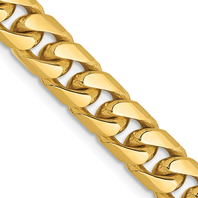 14K Solid Miami Cuban Link Chain with Lobster Clasp