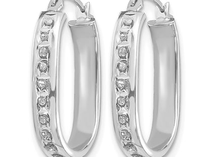 14k White Gold Diamond Fascination Squared Hinged Hoop Earrings, 21 x 3mm