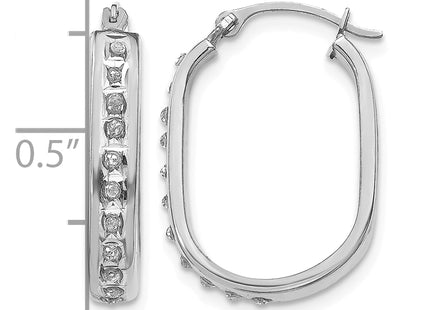 14k White Gold Diamond Fascination Squared Hinged Hoop Earrings, 21 x 3mm