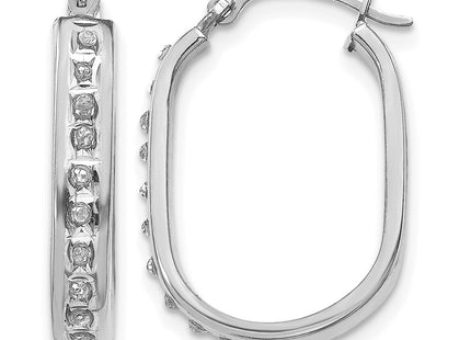 14k White Gold Diamond Fascination Squared Hinged Hoop Earrings, 21 x 3mm