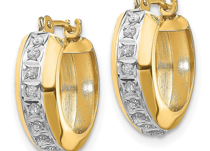 14K white gold diamond hoop earrings, alternate view