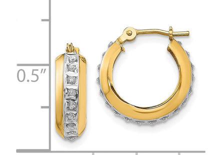 14K white gold diamond hoop earrings, further view