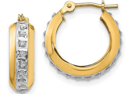 14K white gold diamond hoop earrings