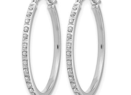 14K white gold diamond hoop earrings, alternate view