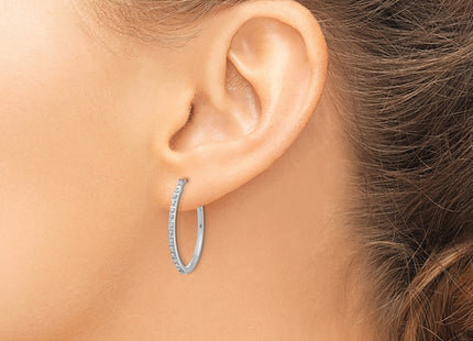 14K white gold diamond hoop earrings, another view