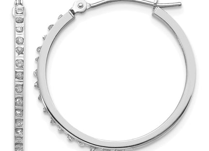 14K white gold diamond hoop earrings
