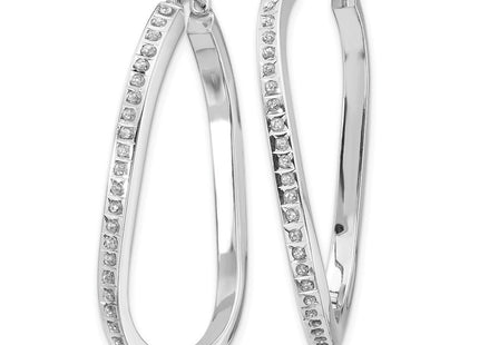 14K white gold diamond hoop earrings, alternate view