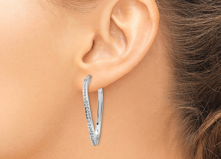 14K white gold diamond hoop earrings, another view