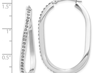 14K white gold diamond hoop earrings, further view