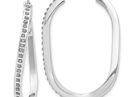 14K white gold diamond hoop earrings
