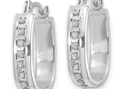 14k White Gold Diamond Fascination Squared Hinged Hoop Earrings (Style DF159)