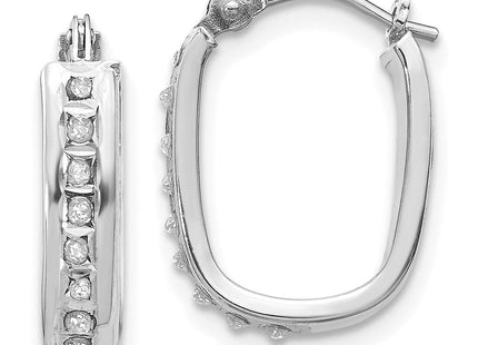 14k White Gold Diamond Fascination Squared Hinged Hoop Earrings (Style DF159)
