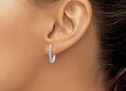 14K white gold diamond hoop earrings, another view