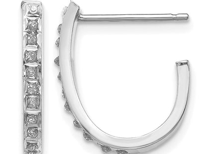 14K white gold diamond hoop earrings