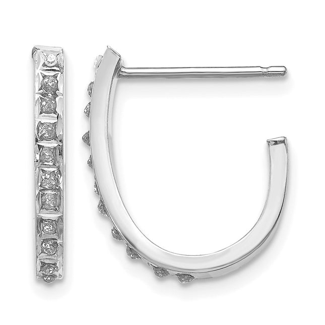 14k White Gold Diamond Fascination Hoop Earrings, 18 x 2mm