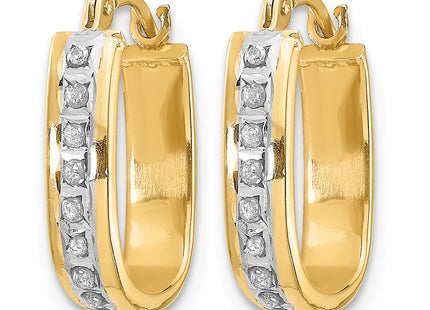 14k Diamond Fascination Squared Hinged Hoop Earrings