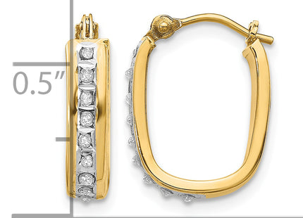 14k Diamond Fascination Squared Hinged Hoop Earrings