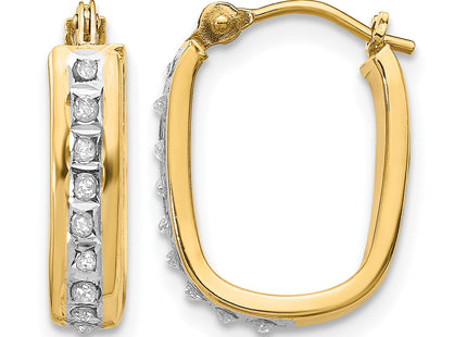 14k Diamond Fascination Squared Hinged Hoop Earrings