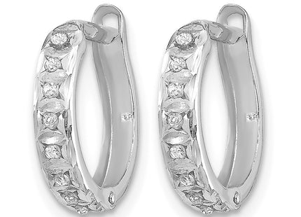 14K white gold diamond hoop earrings, alternate view