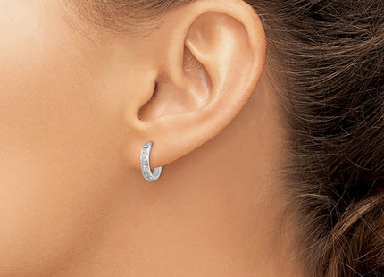 14K white gold diamond hoop earrings, another view