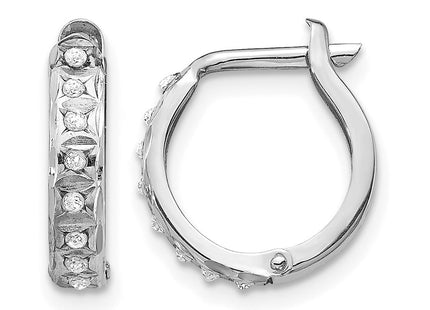 14K white gold diamond hoop earrings