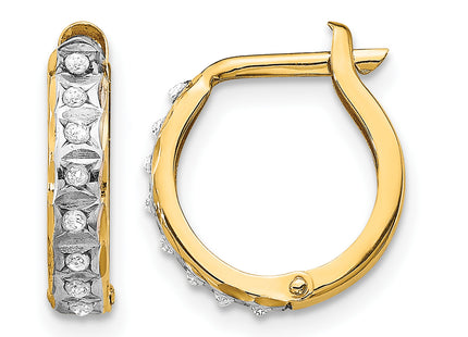 14k Diamond Fascination Round Hinged Hoop Earrings