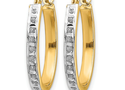 14k Diamond Fascination Oval Hinged Hoop Earrings