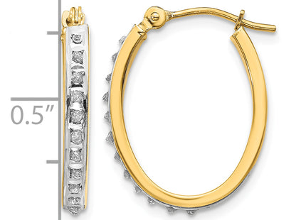 14k Diamond Fascination Oval Hinged Hoop Earrings