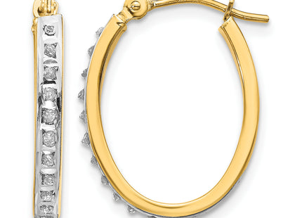 14k Diamond Fascination Oval Hinged Hoop Earrings