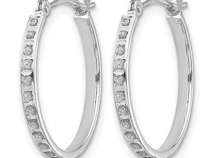 14K white gold diamond hoop earrings, alternate view