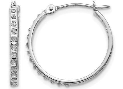 14K white gold diamond hoop earrings