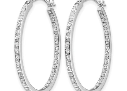 14K white gold diamond hoop earrings, alternate view