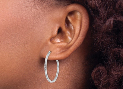 14K white gold diamond hoop earrings, another view