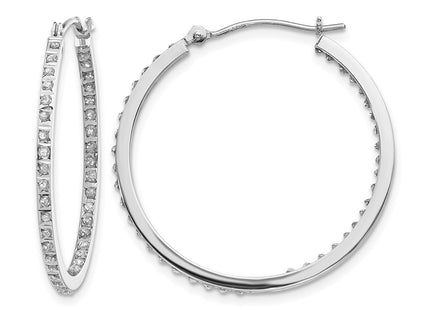 14K white gold diamond hoop earrings