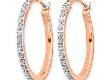 14k Rose Gold Diamond Fascination Round Hinged Hoop Earrings, 25 x 22mm (F268)