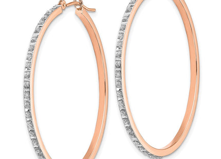 14K rose gold diamond hoop earrings, alternate view