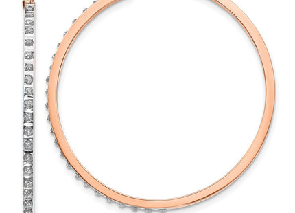 14K rose gold diamond hoop earrings